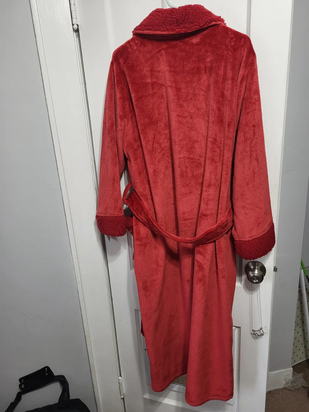 Charter Club Plush Red Robe with Sherpa Trim Med/Large